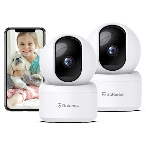 GALAYOU Indoor Security Camera 2K, Pet Camera, 360 Degree 2.4G WiFi Home Security Camera for Baby/Elder/Nanny with Night Vision, 24/7 SD Card Storage, Works with Alexa and Google Assistant G2-2Pack