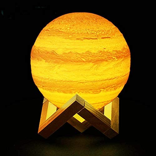 Jmlampee 3D Jupiter Night Lamp Planet Light Remote & Touch Control 16Colors with Stand USB Recharging Night Light Bedroom Decor Birthday Gift