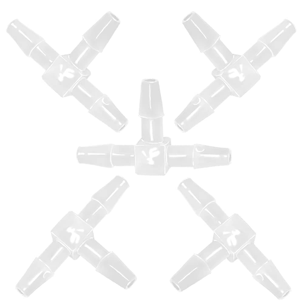 1/8" Tee Fitting Equal Barb 3 Way Hose Barb Fitting,Splicer Joint Mender Adapter Union Fitting for Fuel Gas Liquid Air (Pack of 5) for Fuel Gas Liquid Air (Pack of 5)