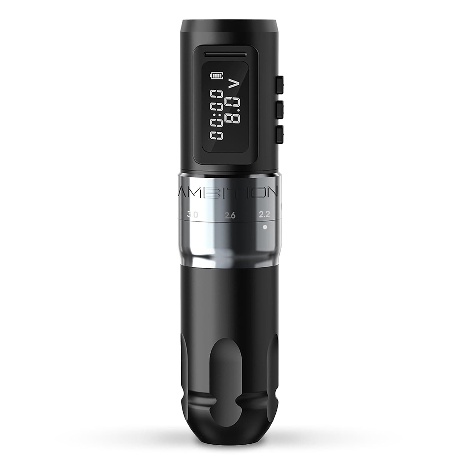 Ambition MARS-U Wireless Tattoo Machine with Adjustable Stroke - Rotary Cartridge Tattoo Machine Pen with 1800mAh Power Coreless Motor Digital LED Display for Professional Tattoo Artist Grey