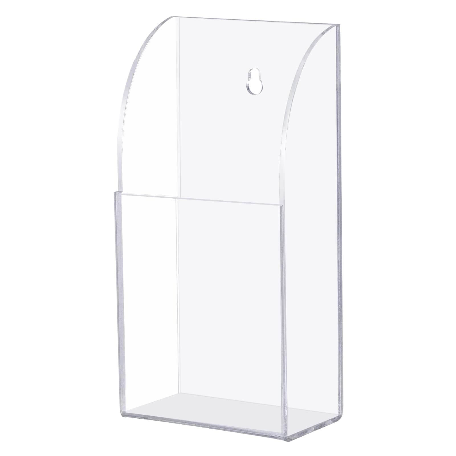 Kalionne Acrylic Remote Holder - Wall Mount Control Holder, 1 Compartment, Clear, Single Pen Holder (2.6''1.5''5.4'')