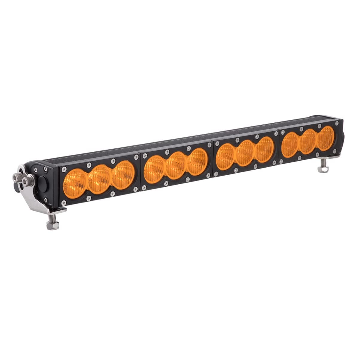 Super Bright Off-Road LED Light Bar 20" Single Row, Amber Long Range Wide Flood Beam for Auxiliary Fog & Headlight, 12V/24V DC, Corrosion/Vibration Resistant, Rugged Die-Cast Aluminum Housing, 1-Pack