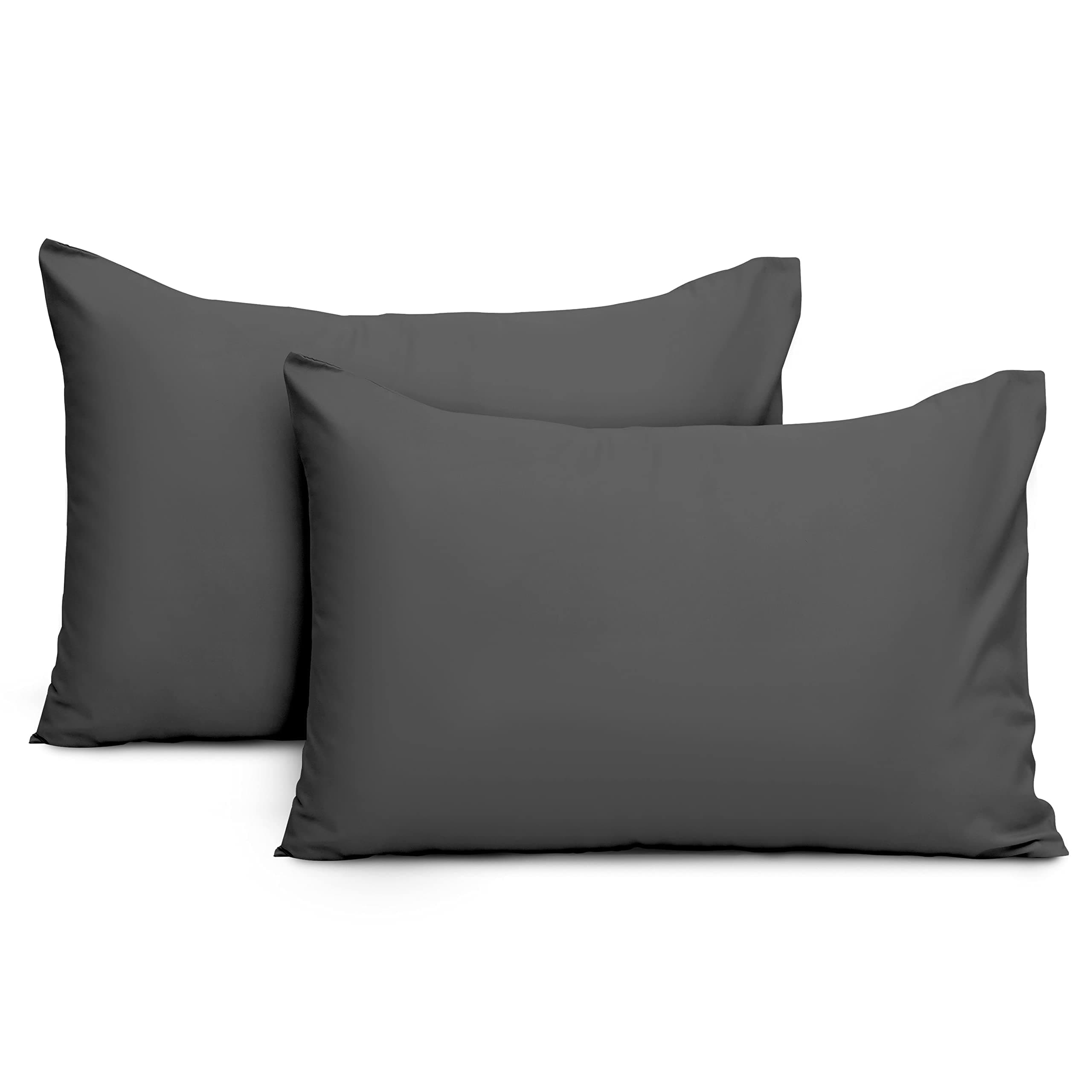 Imperial Rooms Pillow Cases 2 Pack Brushed Microfibre Pillow Covers (Charcoal, Pillow Cases 2 Pack)OEKO-TEX STANDARD 100