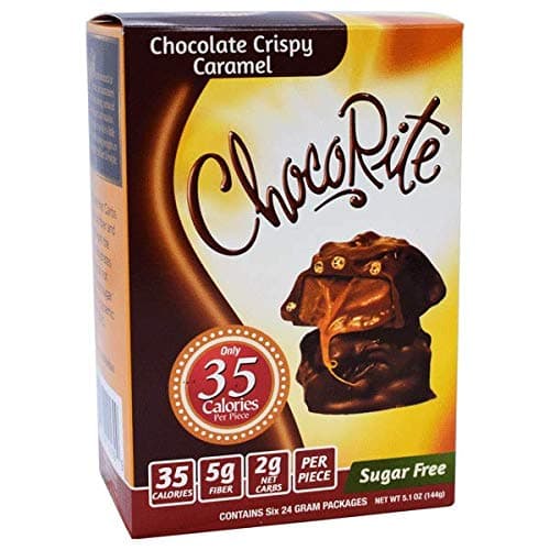 ChocoRite-High Protein Diet Bar Chocolate Crispy Caramel Clusters Low Calorie, Low Fat, Sugar Free, (6/Box)