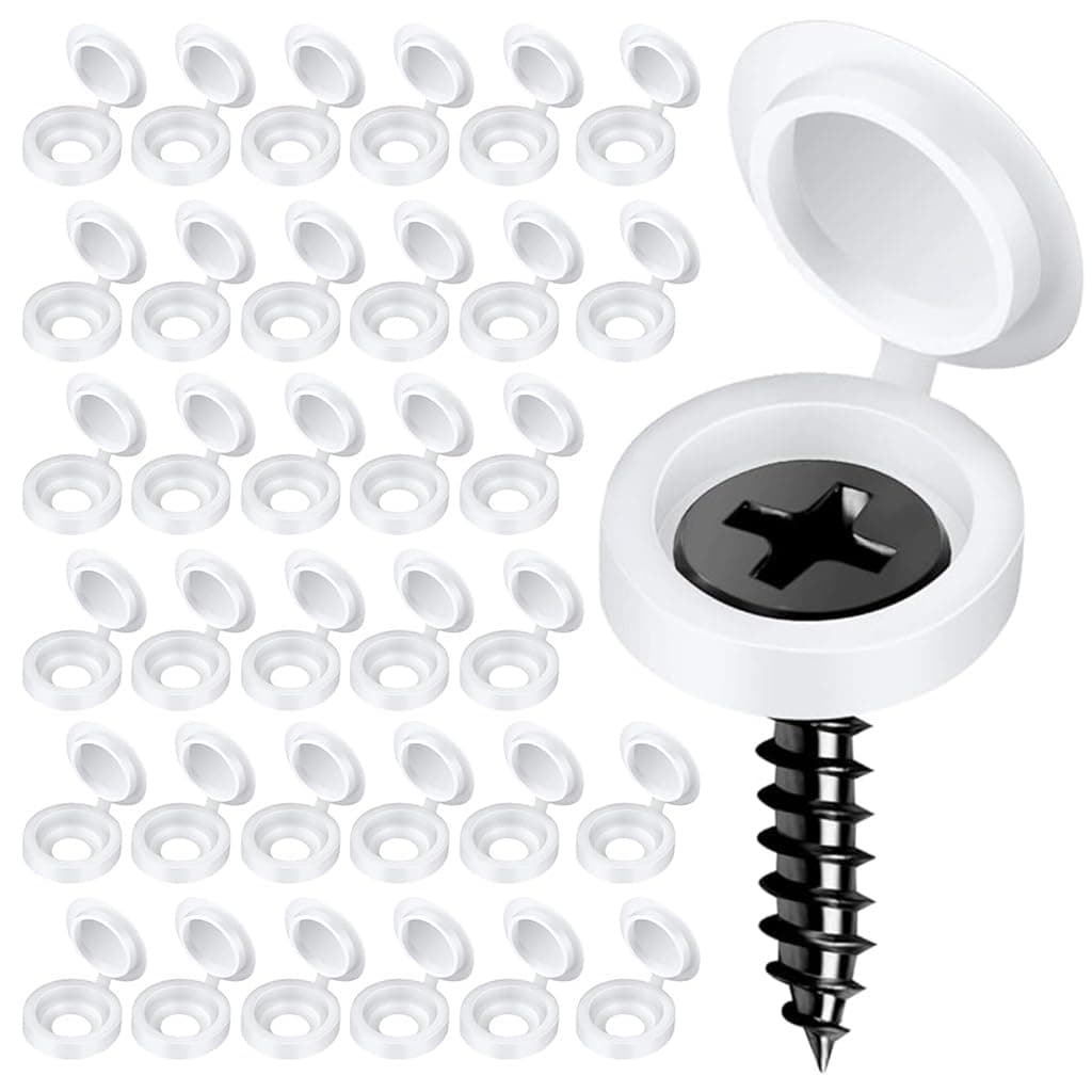 300Pcs Plastic Hinged Screw Cap Covers, Flip Tops for Protecting Screw Heads, for Home & Industrial Use (White)