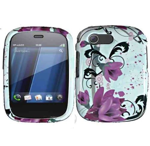 Purple Rose Flower Design Snap on Hard Skin Shell Protector Faceplate Cover Case for Hp Veer + Lcd Screen Guard + Microfiber Pouch Bag + Case Opener