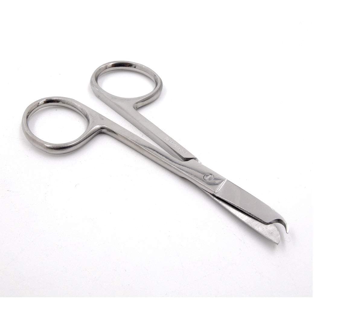 Premium Quality Suture Stitch Scissors with Crescent Delicate Hook- Perfect for Suture Removal, First Aid, EMS Training and More Premium Quality Instrument- Stainless Steel (3.5 Inch Straight)