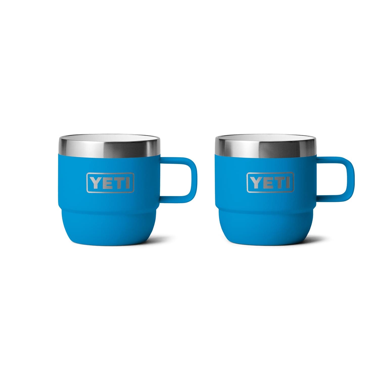 YETI Rambler 6 oz Stackable Mug, Stainless Steel, Vacuum Insulated Espresso/Coffee Mug, 2 Big Pack, Wave Blue