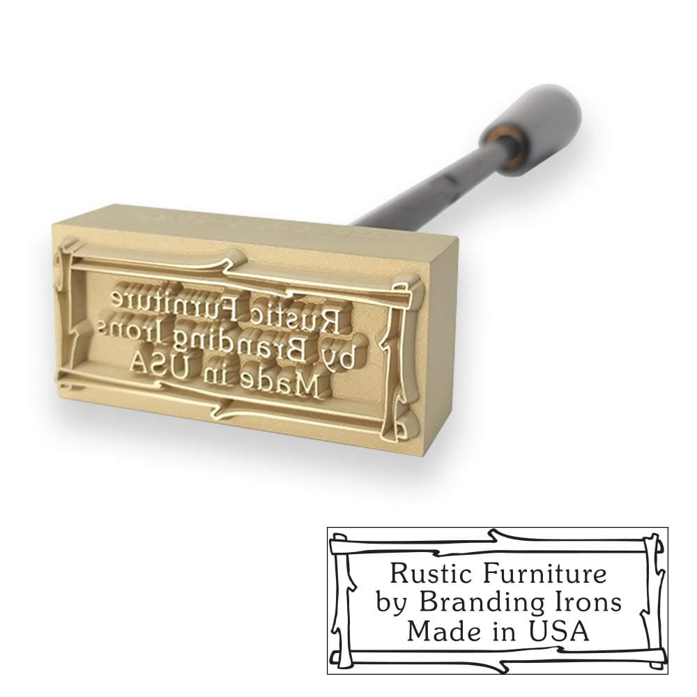 Custom Branding Iron with Personalized Text and Twig Border 1" x 2" - Made in USA