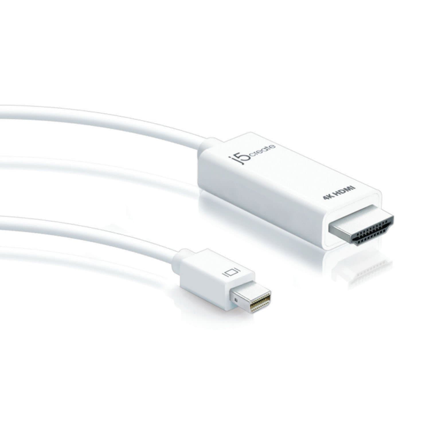 Sponsored Ad - j5create Mini DisplayPort to 4K HDMI Cable- Supports up to 4K x 2k @ 30Hz & 3D Video formats Over HDMI | 6 FT (White) Adapter | Compatible with Windows, Mac, Laptops, etc