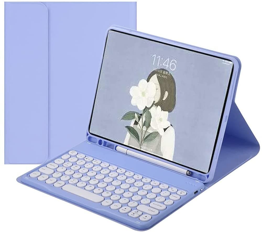 Galaxy Tab S6 Lite 2024/2022/2020 Keyboard Case with S Pen Holder, Magnetic Detachable Wireless Round Keys Keyboard Case for S6 lite Model (SM-P620/P625/P613/P619/P615/P610) (Purple)