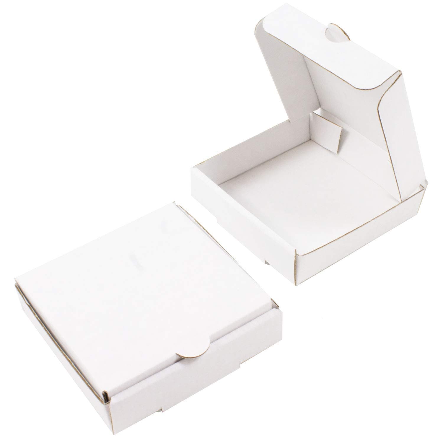 Chica and Jo 4" Small White Mini Pizza Boxes (8 pack) - 4x4 Cookie Boxes, Square Flat Cardboard Box Made in USA