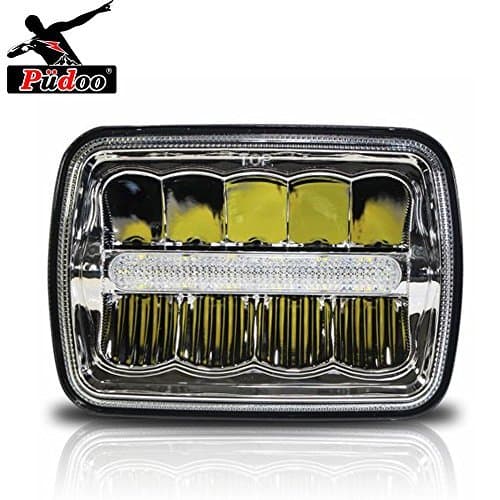 Pudoo Rectangular 7x6 5x7 35W Led Headlights H4 Replacement H6014 H6052 H6054 Sealed Beam Off Road Lights for Trucks Jeep Wrangler JK YJ CJ TJ MJ XJ Tj (Pack of 1)