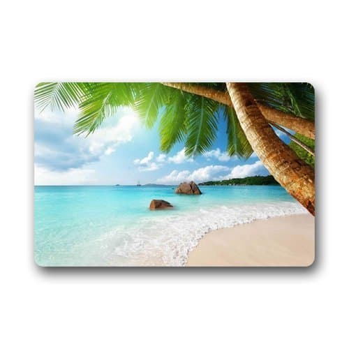 Heymat Design Unique Com table Style Door Mats Decor Gorgeous Summer Beach Blue Sea Palm Tree Sunshine Doormat Size Doormat Floor Mat Indoor/Outdoor Decorate Your Home 23.6 x 15.7 Inches
