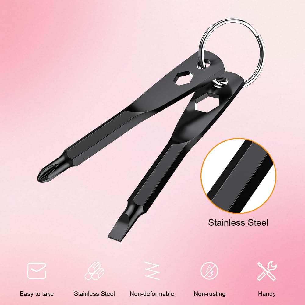 KUSONKEY Keychain Screwdriver Tool Gifts for Men, Stocking Stuffers for Men, 4-in-1 Screwdriver Bit with Phillips,Slotted and Hex Wrench Cool Gadgets