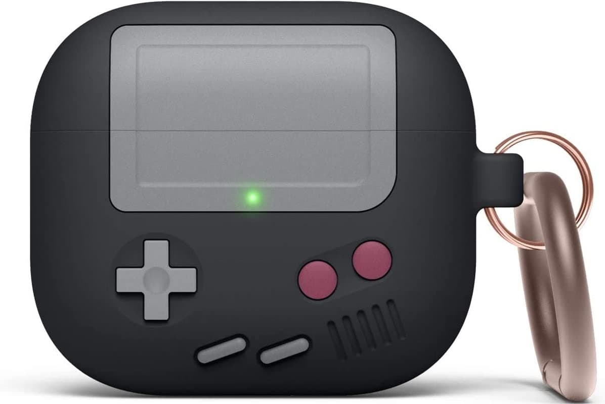 XON Secure Lock Clip Case for Air Pods 3 with Keychain Carabiner, Military Armor Series Full-Body Rugged Hard Shell Shock3of 3rd Generation Apple AirPod 3 Case Cover (Gaming Black)