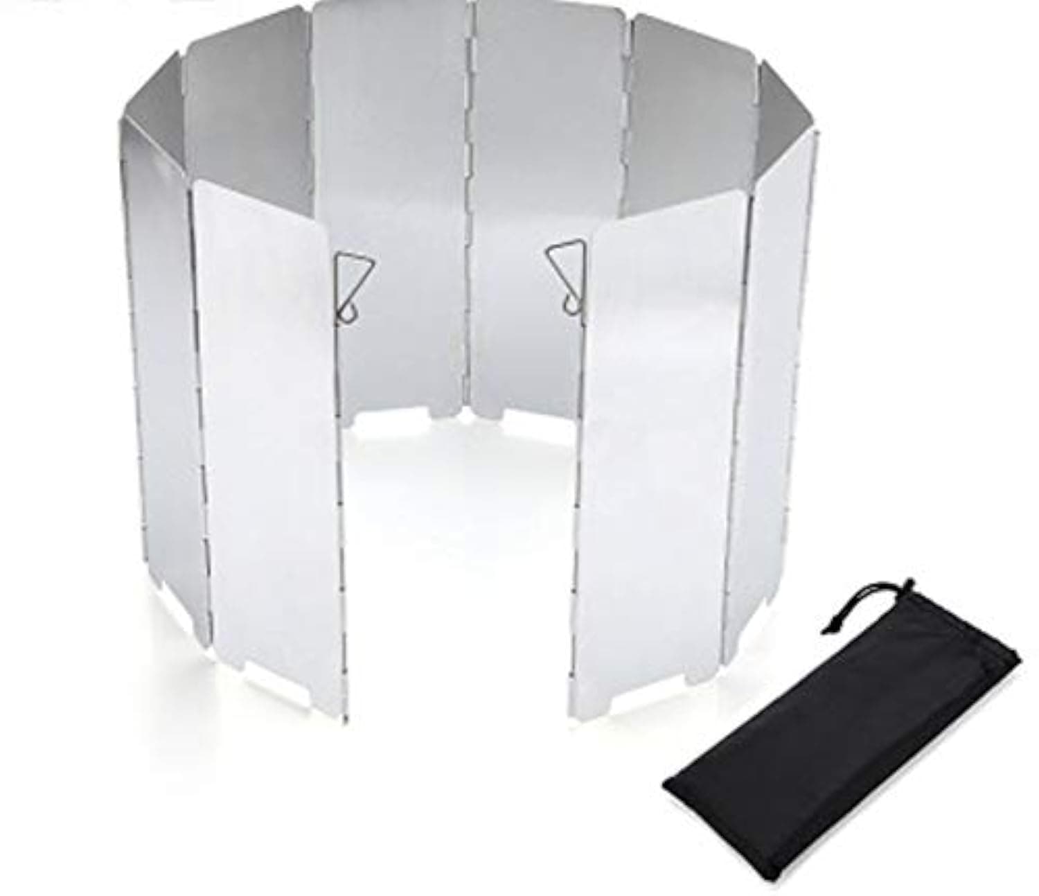 Folding Stove Windscreen - 10 Panels Wind Shield Aluminium Alloy Windshield Camp Stove Wind Screen for Stove in Camping, Hiking, Backpacking, Picnicking or in Backyard (Silver)
