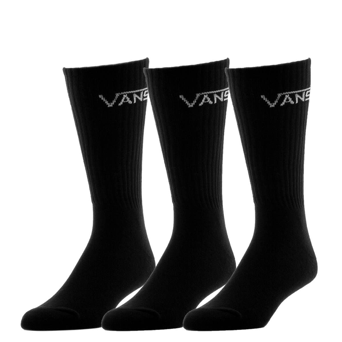 VansClassic Crew Socks. 3 Pair Pack - Black, Large (9.5-13)