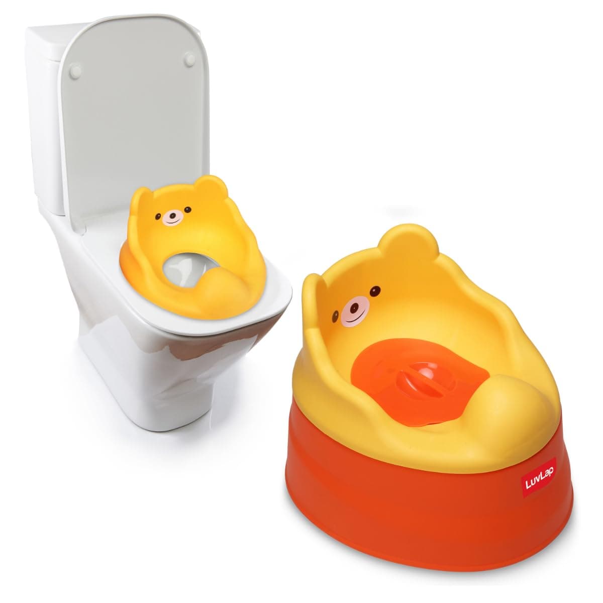 LuvLap Adaptable 2 in 1 Potty Training Seat for 1 + Year Child, Potty Trainer with DetachablePotty Bowl, Suitable for Potty Training of Boys & Girls (Orange & Yellow)