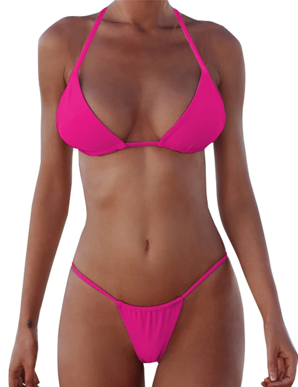 XUNYUThong Bikini Sets for Women - Brazilian Micro String Bikinis Sexy Two Piece Swimsuit Triangle Top Halter Bathing SuitsGlobal Recycled StandardGlobal Recycled StandardGlobal Recycled Standard