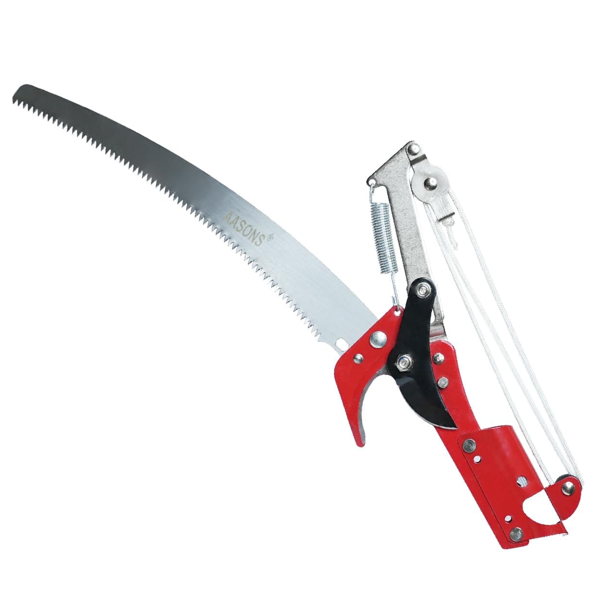 AASONS 2-Way Long Reach Extendable Trimmer Pole Pruner 350mm & Tree Pruning Saw Branch Cutter For Sawing & Shearing Lopper Fruit Picker Harvester Trimming Clipper Tool | 2.5m Rope Line (Without Pole)