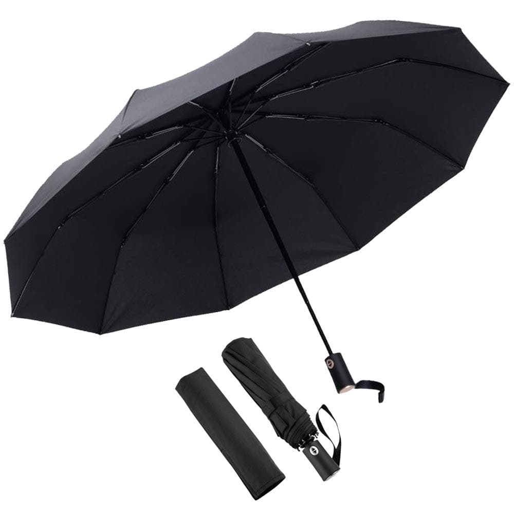Automatic Folding Umbrella, Windproof 41 inch Backpack Umbrella, Self Open Close Travel Umbrella for Lady Women Men