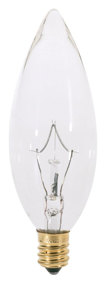 Satco S4711 120V E14 Euro Base 25-Watt B9.5 Light Bulb, Clear