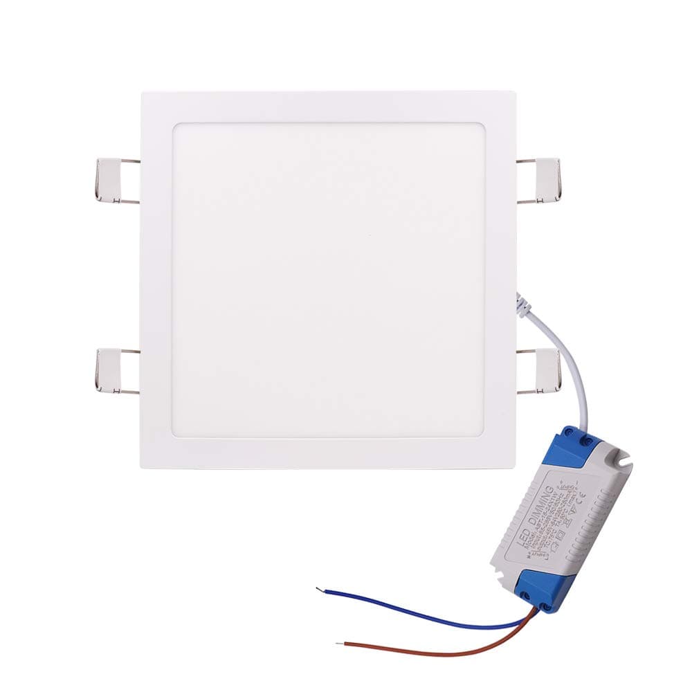 Dimmable 24W 11 inch Ultra-Thin Square LED Panel Light Ceiling, 1700lm, 150W Incandescent Equivalent, 3500K Warm White, LED Recessed Lighting for Home, Office, Commercial Lighting