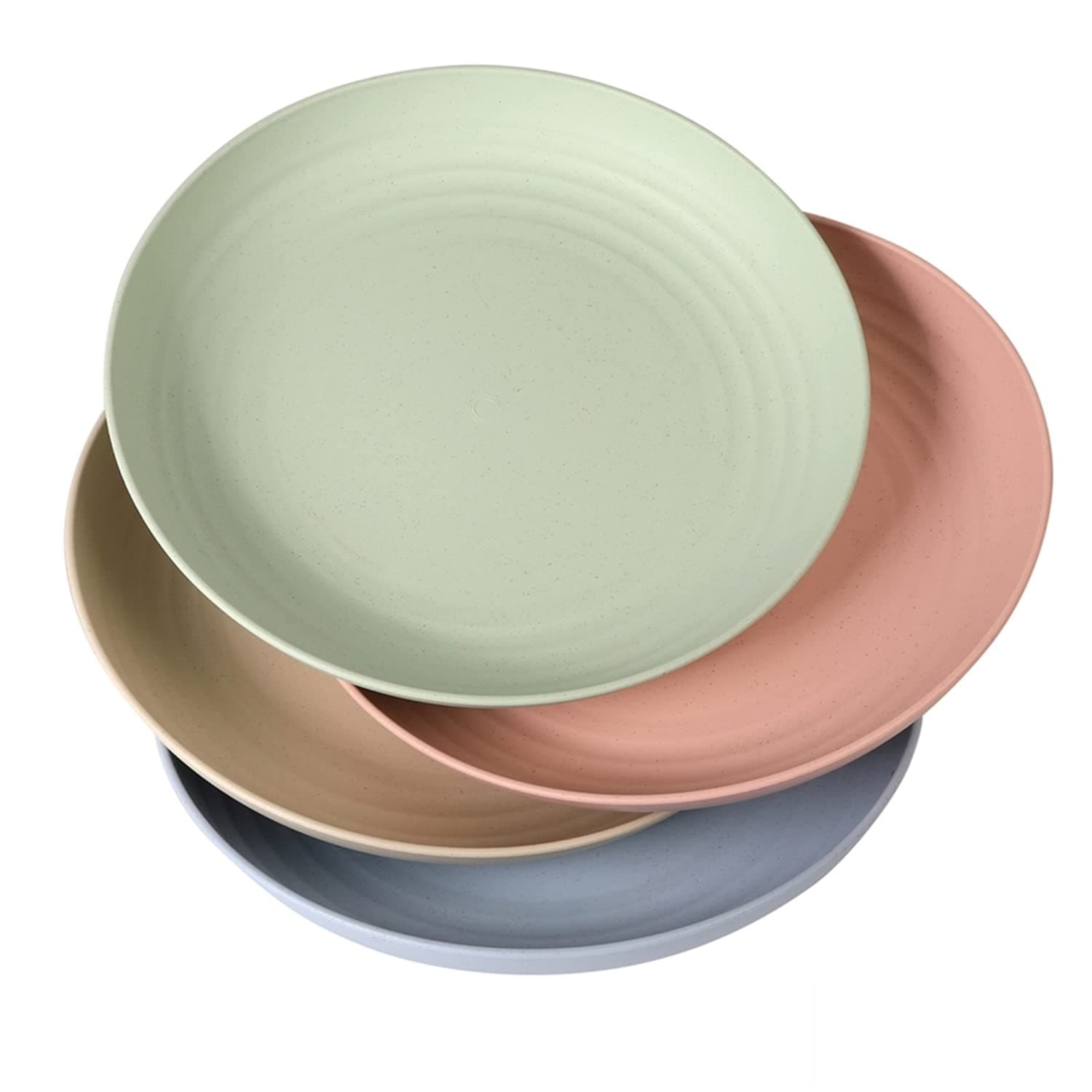 WANBY Lightweight Plastic Plates Unbreakable Dinner Plate Set Non-Toxin Dishwasher & Microwave Safe and Healthy (4Pcs 9 Inches)