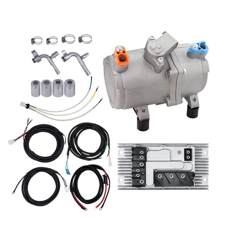 A/C 12V 24V 48V Electric Compressor Set For Auto AC Air Conditioning Car Truck Bus Boat Tractor Shop Automobile Aircon(S-24V)