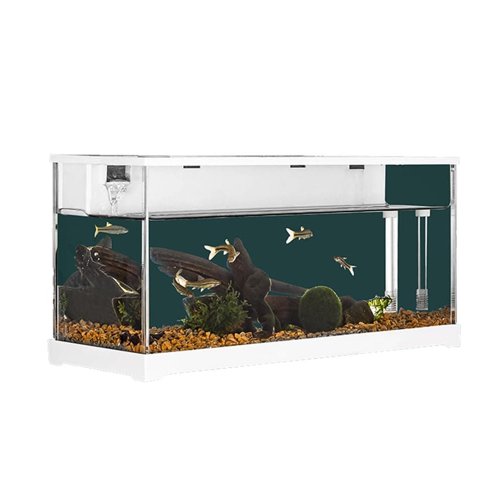Fish Tank, Rectangular Aquarium Tank Clear Acrylic Aquarium Tank Top Circulating Filtration System, Silent Water Pump for Goldfish Small Fish& Home Office Desktop Decorative,38x14x18cm
