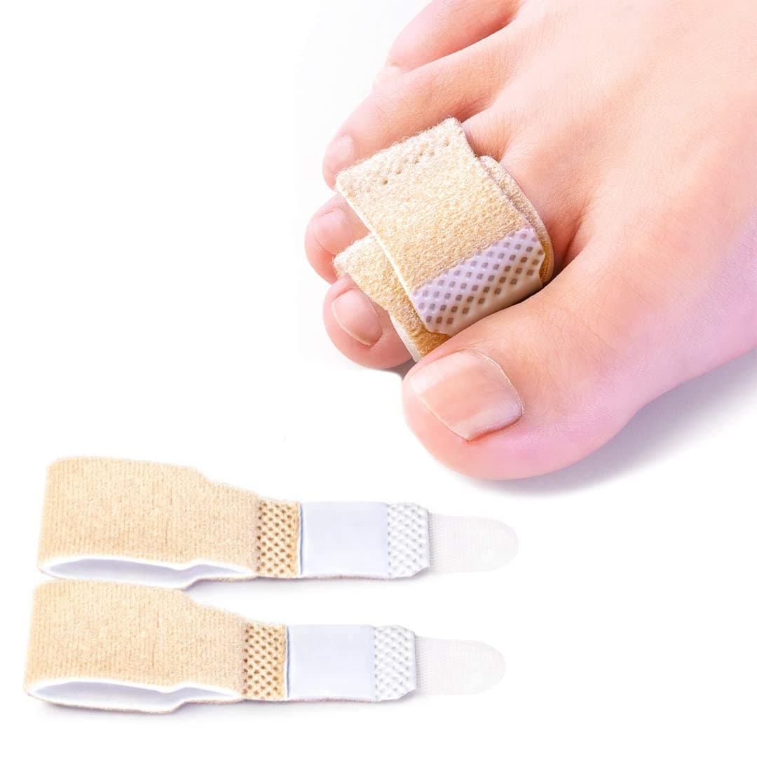 Nylon 2Pcs Hammer Toe Straightener, Broken Toe Wraps,Toe Cushioned Bandages,Hammer Toe Splints For Correcting Hammer Toes, Broken Toes, Crooked Toes & Overlapping Toes Foot_Drop,Free Size