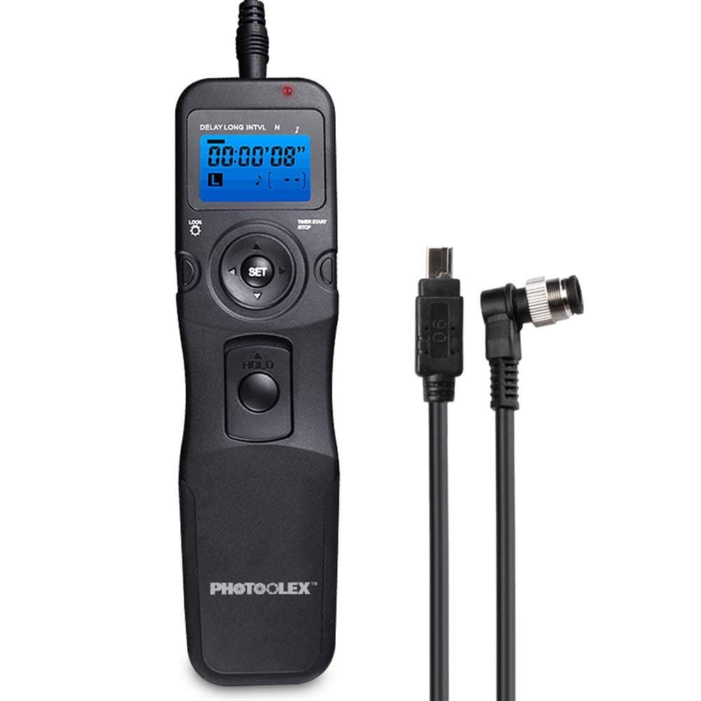 Remote Shutter Release Camera Remote Control with 2 Connecting Cables, PHOTOOLEX T710N Wired Remote Controller LCD Timer for Nikon F100/D1H/D2/D3/D2H/D200/D300/D3000/D700/D70/D850/D5200/D5500/D5600