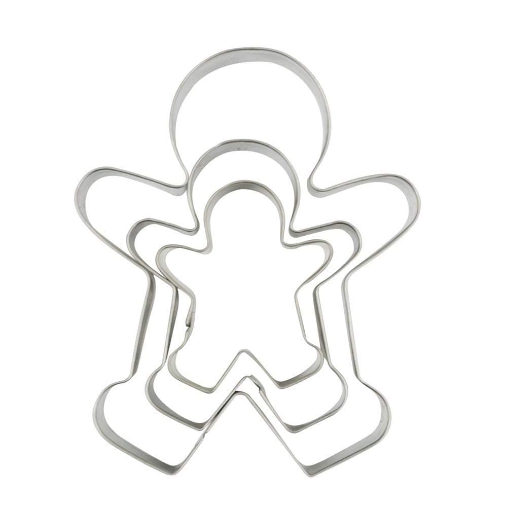 3 Piece Gingerbread Man Cookie Cutter Set, Christmas Shape Cookie Cutters Molds - 2.2 Inch, 3 Inch, 4.5 Inch