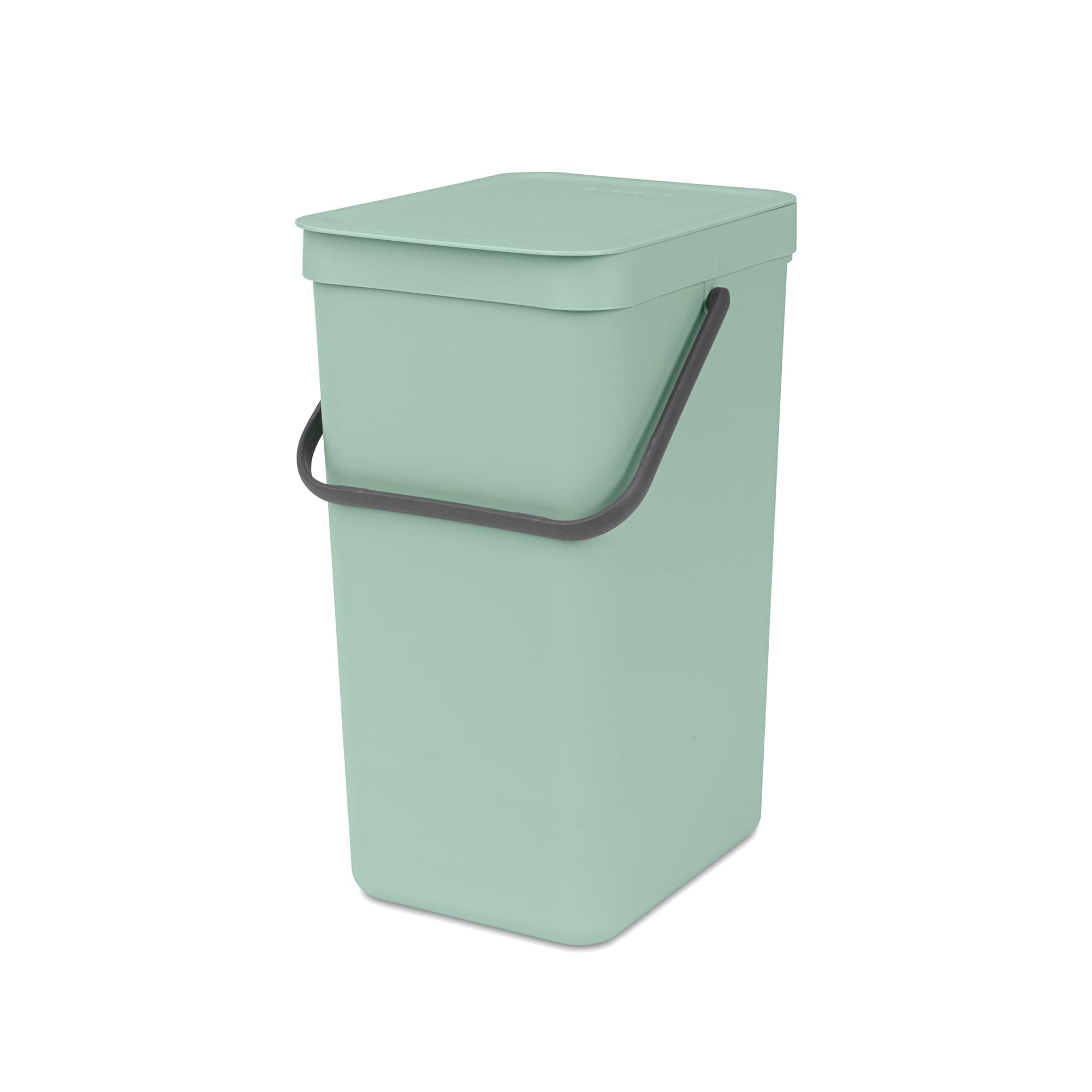 Sort & Go Kitchen Recycling Bin | S / 4.2 Gal / 16L | Jade Green | Removable Stay-Open Lid, Carry Handle | Trash Can for Bottles, Cans, Paper, Glass | Wall-Mounting Bracket Included
