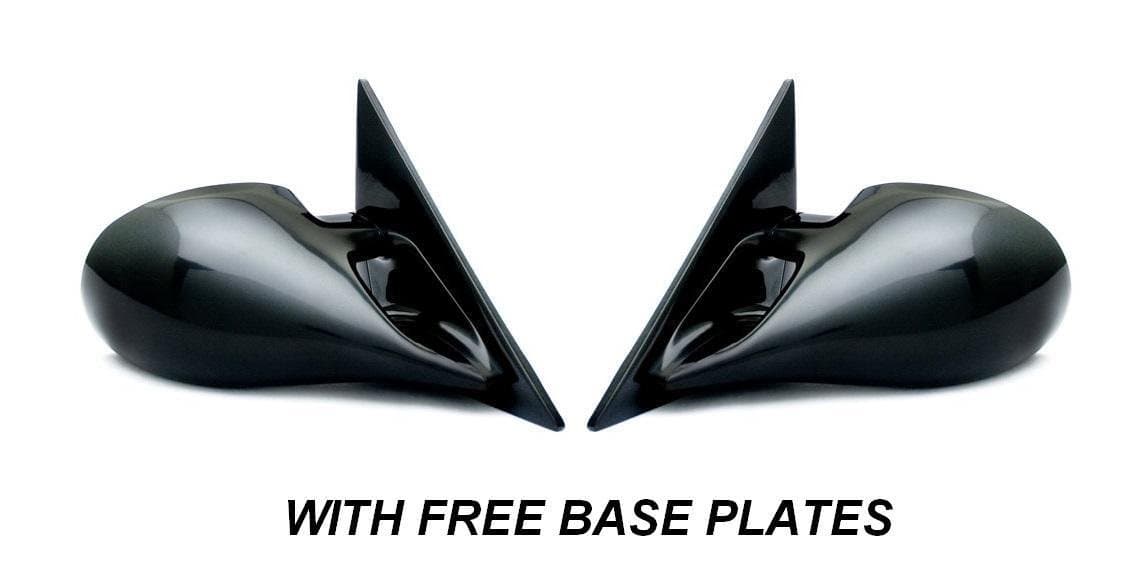 KDC BLACK MANUAL PAIR WING MIRRORS INC BASE PLATES