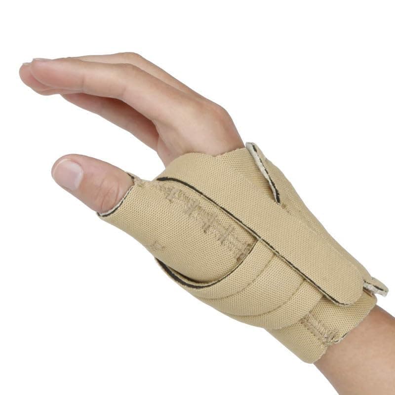 Comfort Cool Thumb CMC Restriction Splint - Breathable Neoprene Thumb Brace for Arthritis - Beige, Right Hand, Medium (7 to 8 inches)