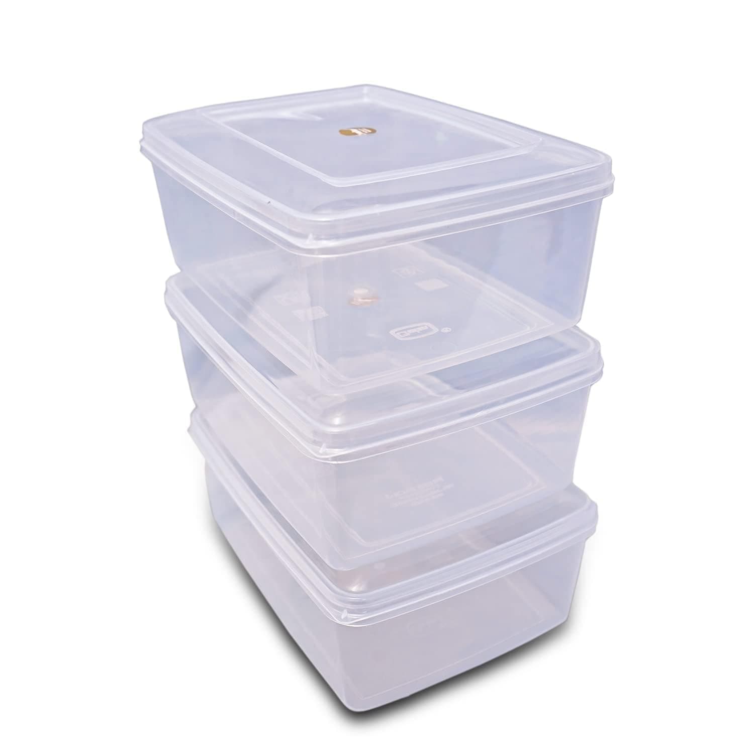 Chetan Rectangle Plastic Storage Boxes, Transparent Containers, Medium Boxes With Lock System for Jewellery/Medicines/Stationery/Cosmetics/Accessories(LXBXH- 22 x 17 x 9 cm) (Pack of 3) (Size No - 5)
