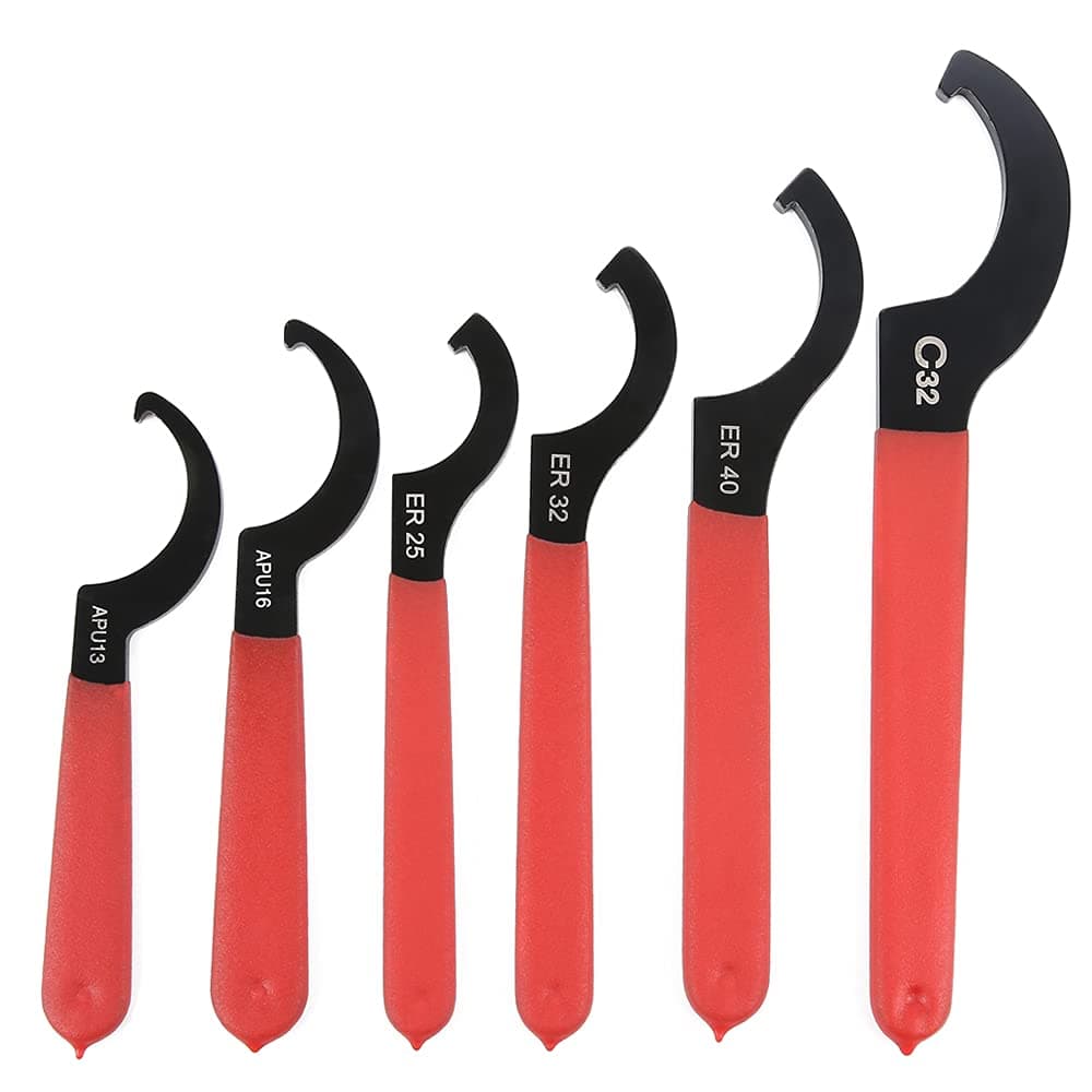 TINSKY 6PCS Red C-Shape Coilover Adjustable Spanners Adjustment Tool For Most Coil Over