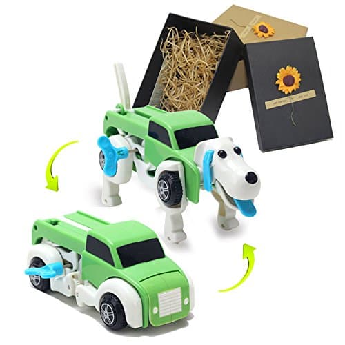 MyEden Dog Car Transformer Toy-Creative Vehicles Clockwork Wind up Toys Gift for Kids (Green)