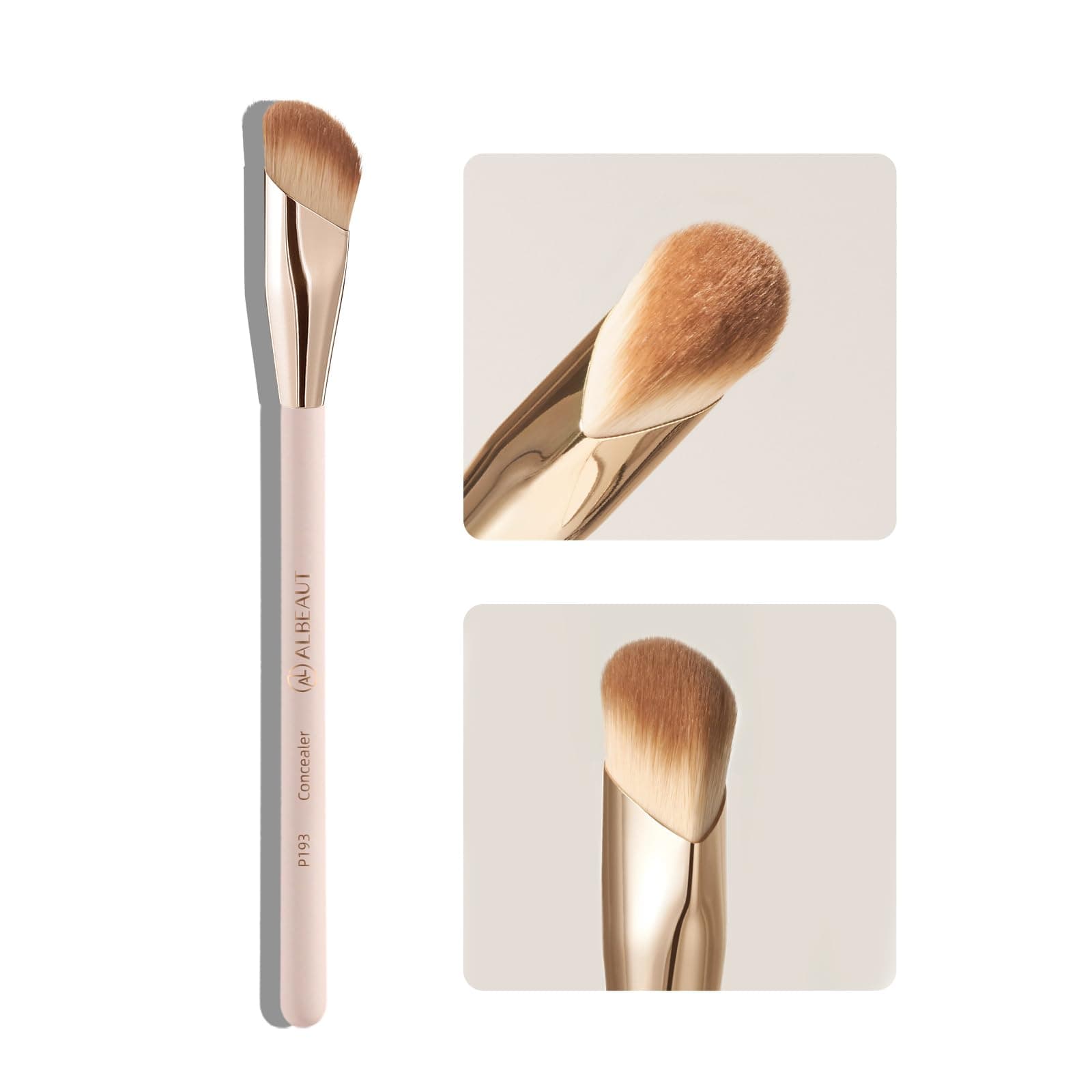Small Angled Concealer Brush For Under Eye Brightening, Precision Face Makeup Brush (193 concealer brush-Pink)