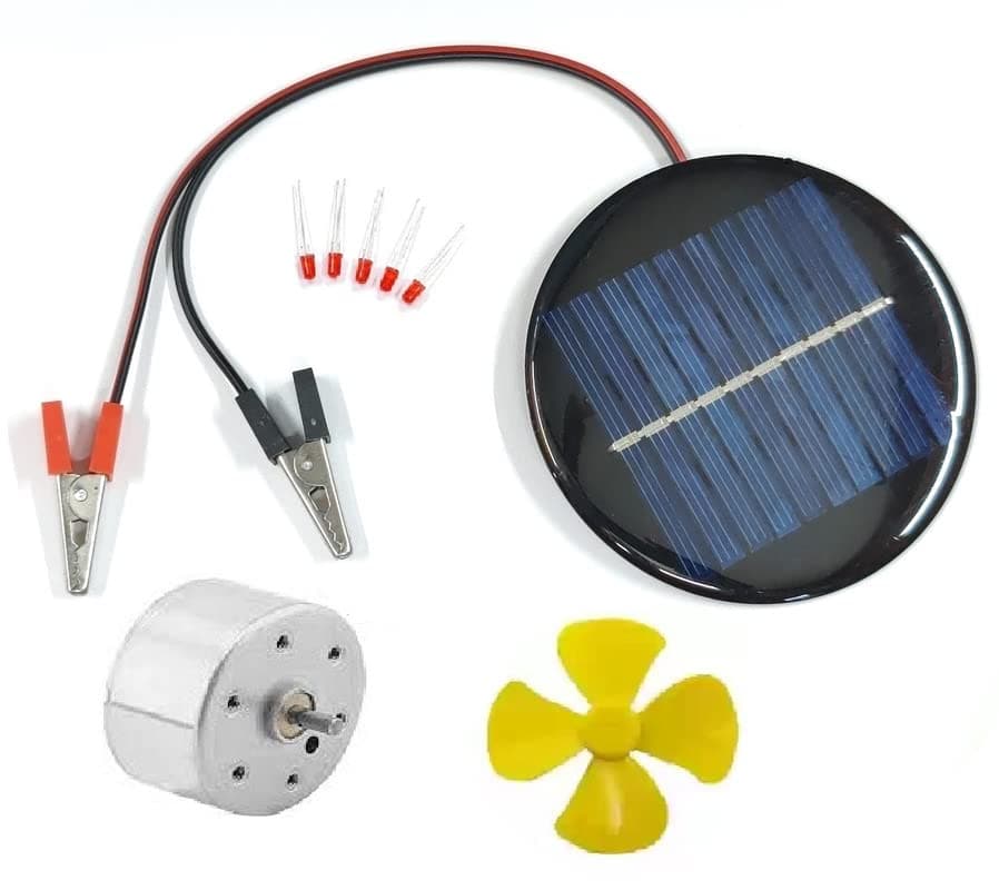 80 mm Diameter Round Solar Panel Science Project Kit with DC Motor and Propeller