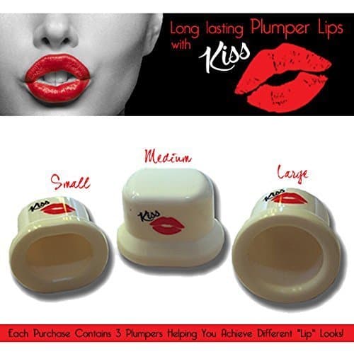 Lip Plumper/Enhancer Devices for Lusher, Fuller Lips without Injections or Chemicals, Safe, Food Grade Silicone, Value 3 Pack with 3 Sizes for Personalized Results, White, from KissLips by Enzel