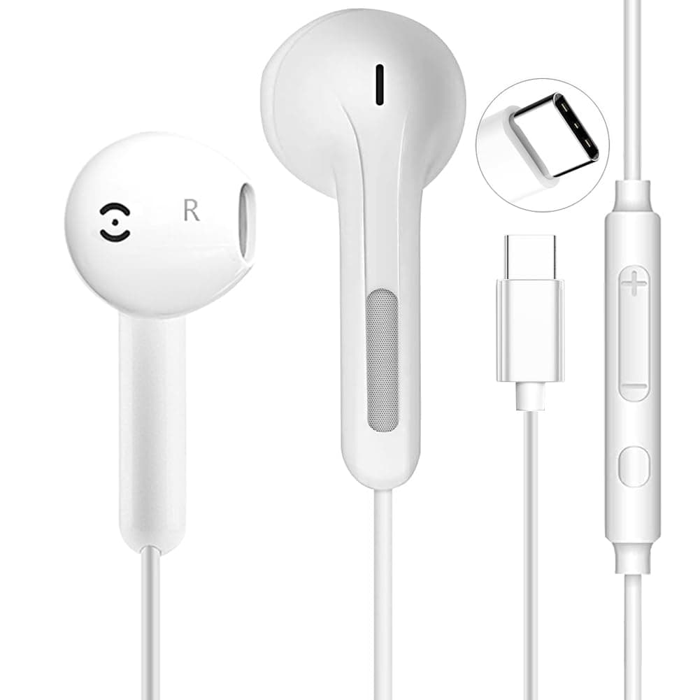 USB C Headphones for iPhone 16/15 Pro Max/Plus, Wired Earbuds with Mic & Volume Control, HiFi Stereo Noise Cancelling Type C Earphones Wired for iPad Pro, Samsung Galaxy S23/S22/S21/S20/Ultra More