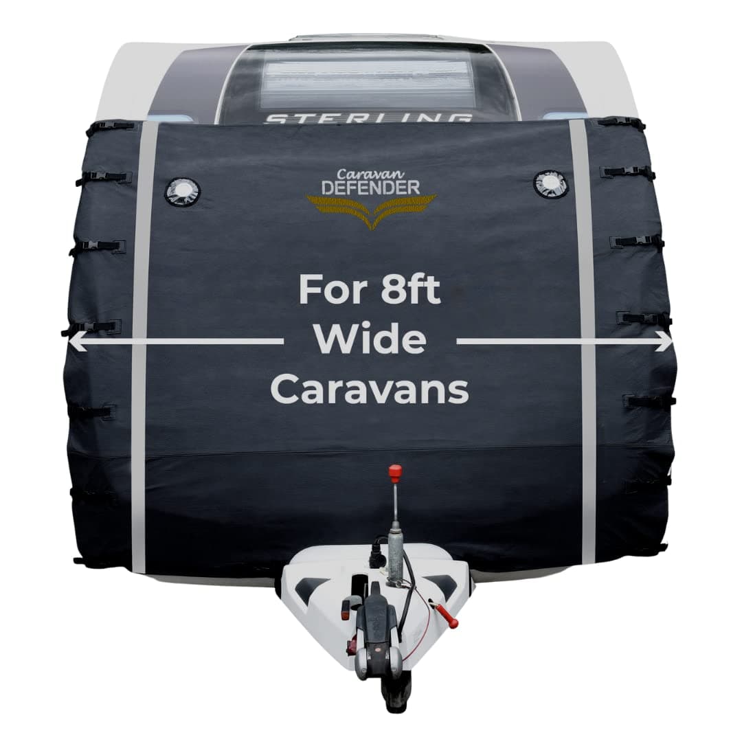 Caravan Defender Universal Front Towing Cover with LED Lights – Window Protection with Fleeced Backing Accessories for Caravans – Dark Grey 8ft