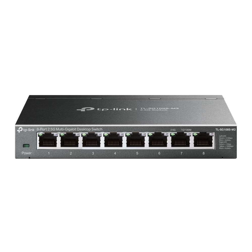 TP-Link TL-SG108S-M2 | 8-Port 2.5G Multi-Gigabit Unmanaged Network Switch, Ethernet Splitter | 2.5G Bandwidth | Plug & Play | Desktop/Wall-Mount | Fanless Metal Design | Limited Lifetime Protection