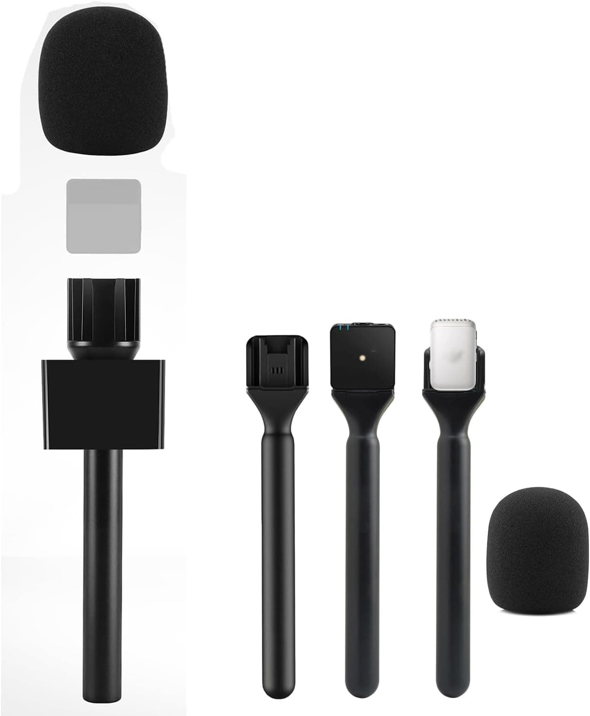 Bewinner Mic Handheld Adapter, Wirelesss Interview Lavalier Microphone Adapter Handheld Mount for Rode II, for Hollyland Lark 150, for G1, for Movo Microphone