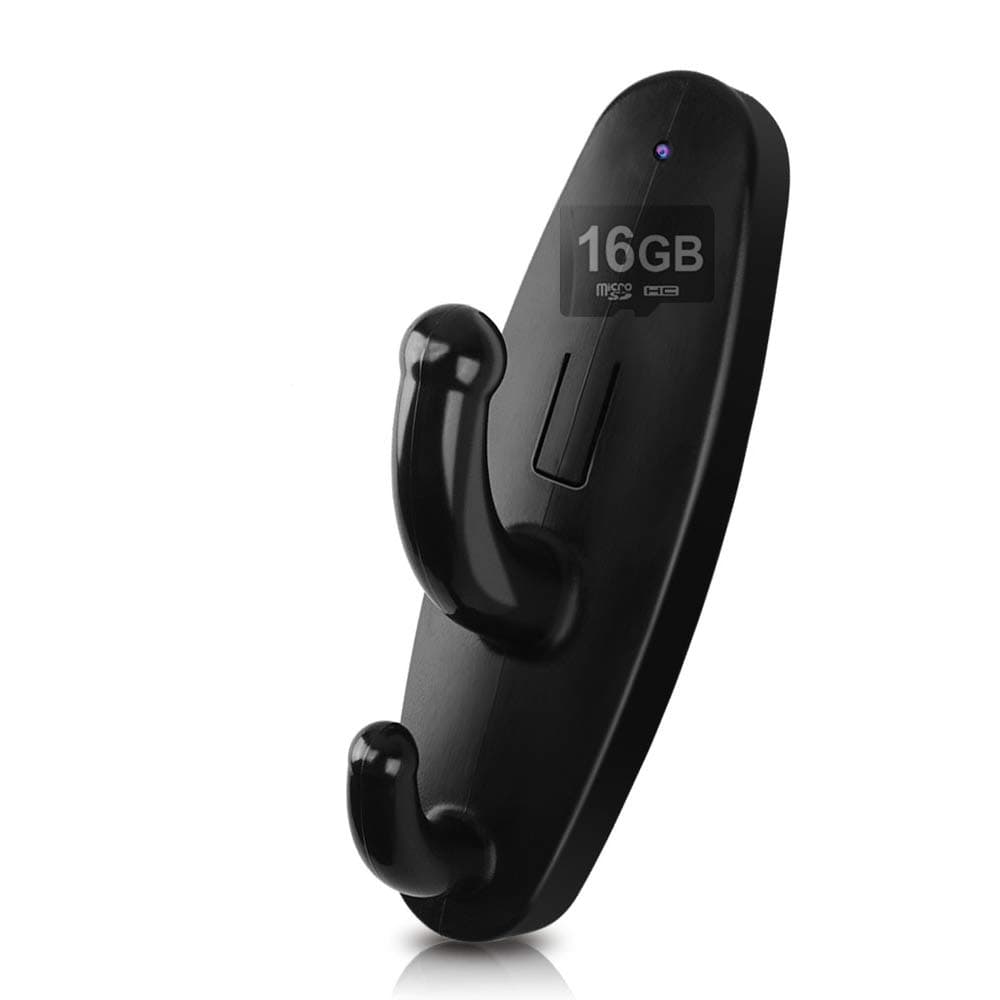 Mini Hidden Camera Coat Hook Covert Video Recorder, Bedroom Bathroom Wall Mounted, Support Motion Detection, Photo Taking, 16GB Memory Card Built-in