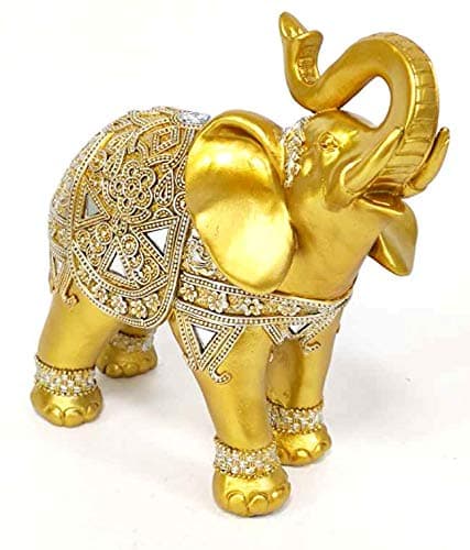 9"(H) Elephant Statue Figurines Home Decor Trunk Facing Upwards Lucky Figurine Living Room Office Decorations Ornaments Statues Gift Set Art Accent Good Luck Centerpiece Gifts Collection