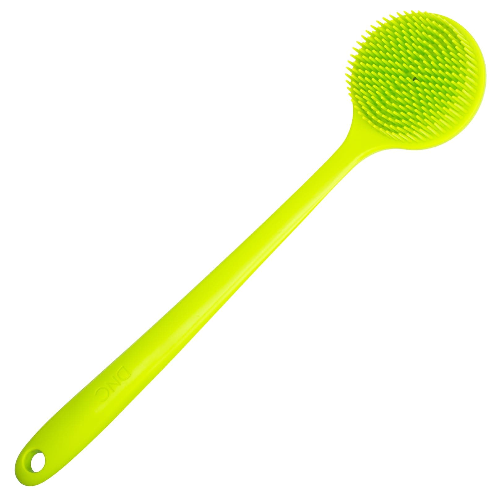 DNC Silicone Back Scrubber for Shower Soft Bath Body Brush with Long Handle (Green)